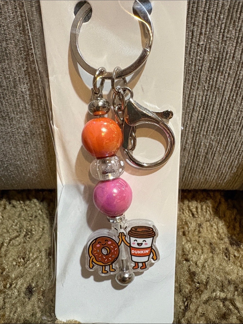 Hand Crafted Dunkin - Coffee and Donut Keychain